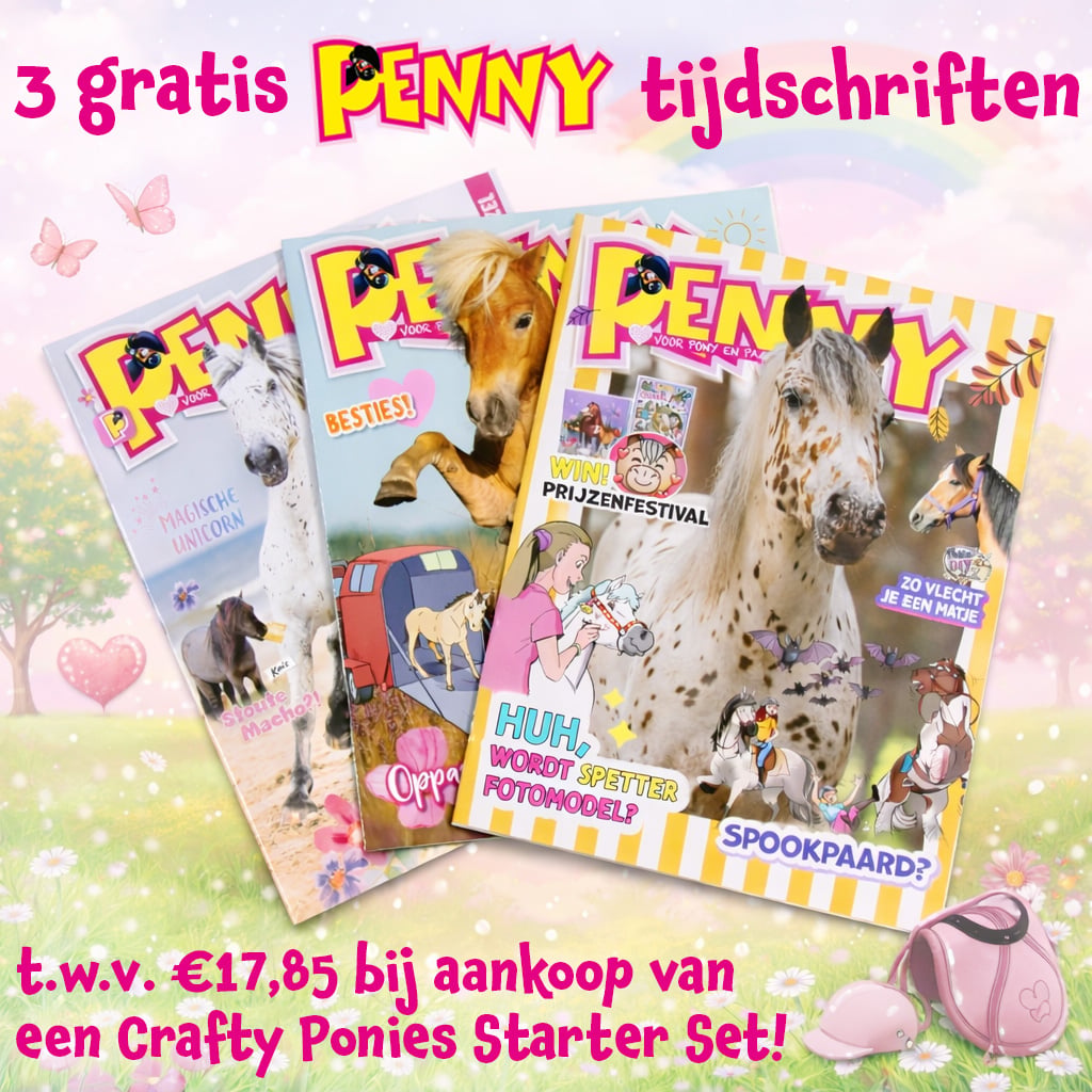 3 gratis Penny tijdschriften bij aankoop van een Crafty Ponies starter set met paardenmagazines voor kinderen en ponyfans