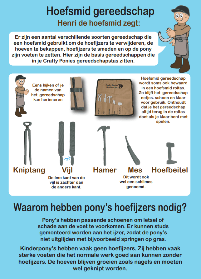 Hoefsmidsetboekje Crafty ponies hoefsmid instructie