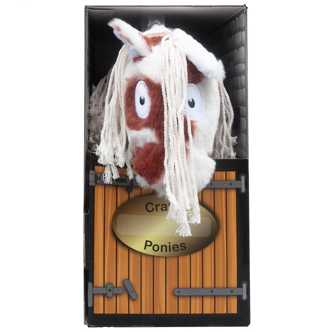 Crafty Ponies hobby horse met bont patroon in staldoos, paarden speelgoed voor kinderen