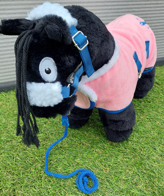 Dekenset roze-blauw bont2 Crafty Ponies luxe fleecedeken roze blauw