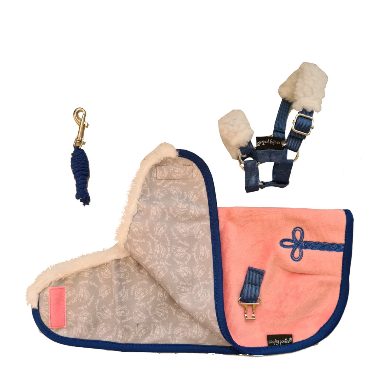 Fleeceset Roze Crafty Ponies luxe fleecedeken roze