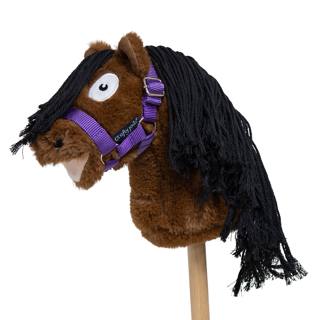Crafty Ponies Hobby Horse bruin met paars halster en lange zwarte manen