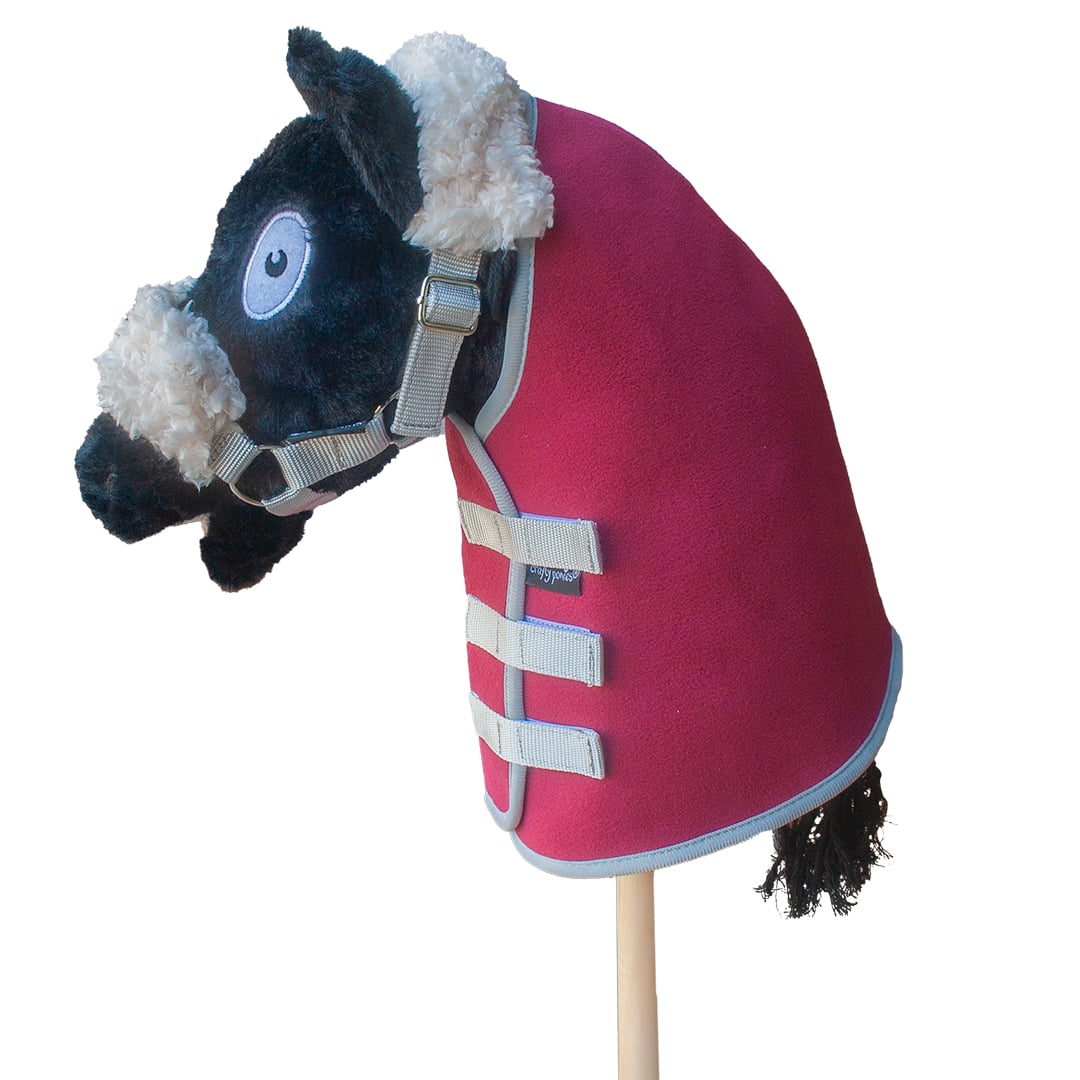 Luxe halsstuk rood met grijs luxe halster voor Crafty Ponies Hobby Horse.