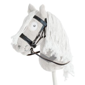 Crafty Ponies zwart leren hoofdstel voor Hobby Horse met bit en teugels