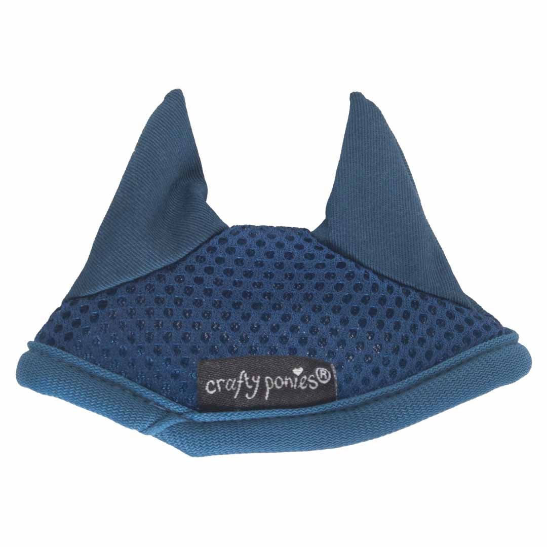 Crafty Ponies showdeken set blauw – zadeldek, half pad, oornetje en singelhoes.